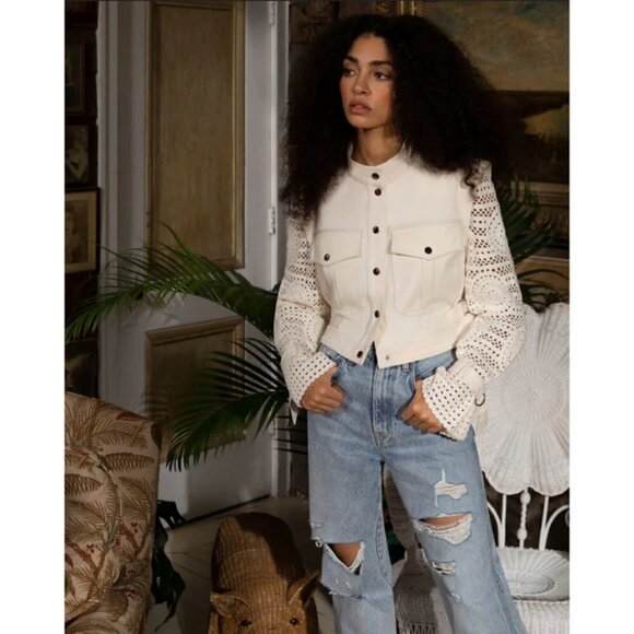 💕VERONICA BEARD💕 Dylan Straight Leg Jeans Distressed Pebble Stone Blue 25 NWT - Picture 4 of 16